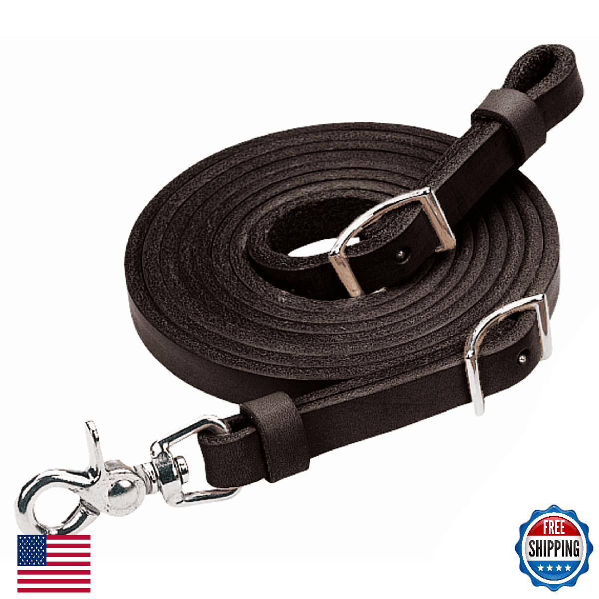 Weaver Leather Roper Rein Black 5/8" x 7 ft Horse Tack - Image 1