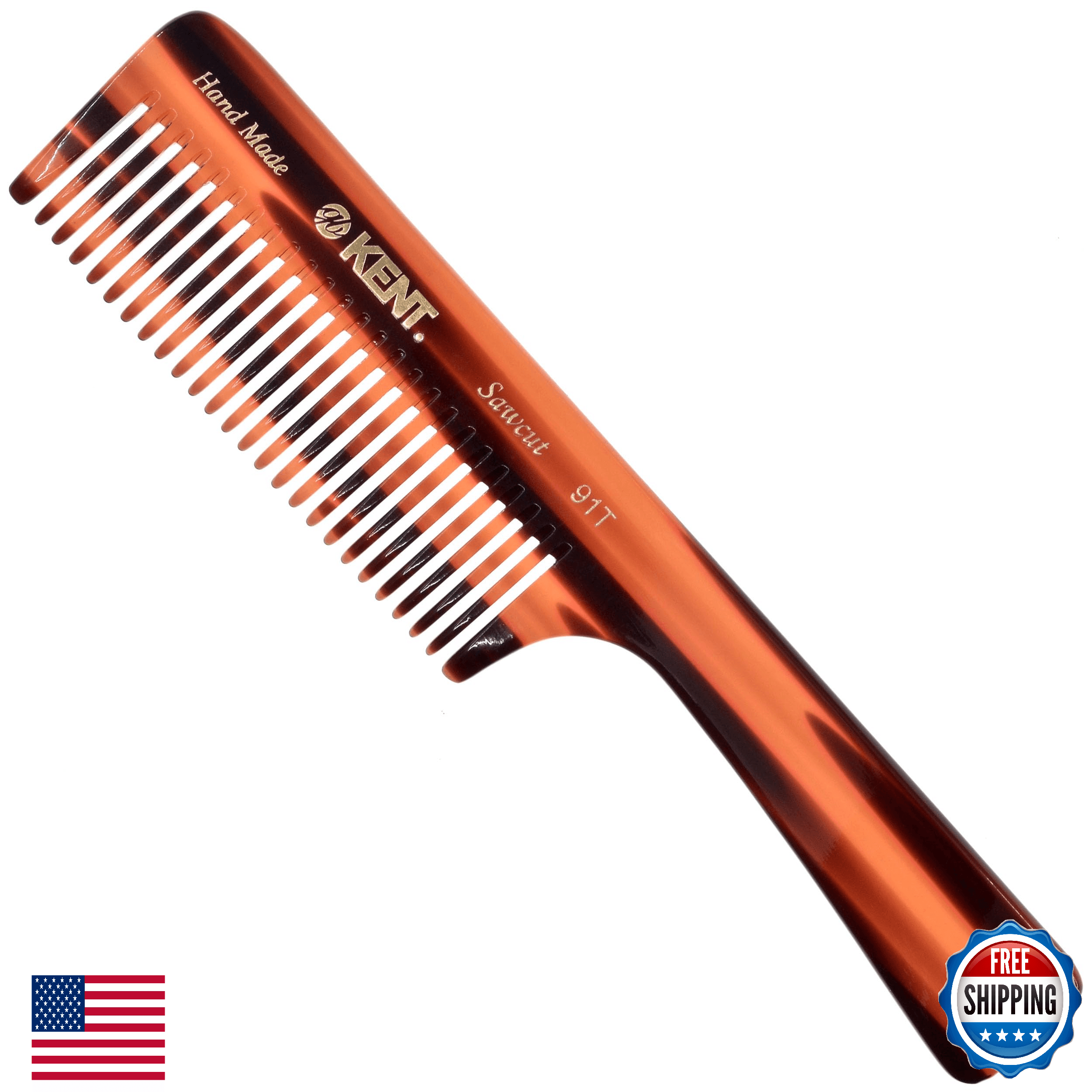 Kent 91T Wide Tooth Detangler Comb for Curly, Wavy, Thick Hair - No Snag - Image 1