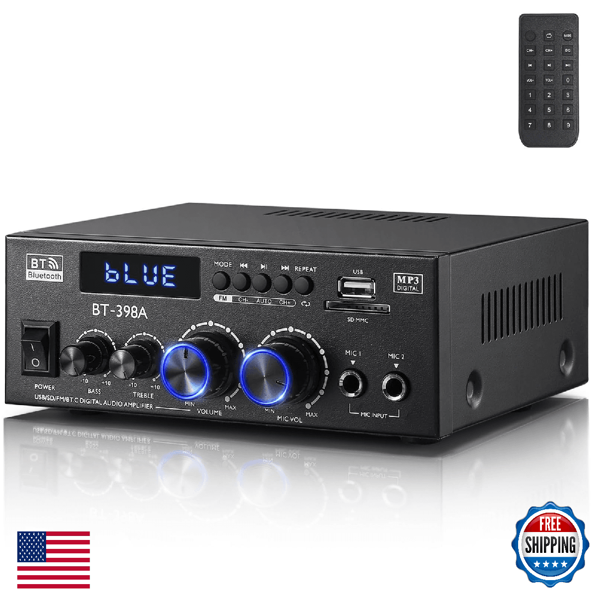 Facmogu BT-398A Stereo Digital Audio Amplifier, Max 450Wx2 HiFi Sound Audio Powe - Image 1