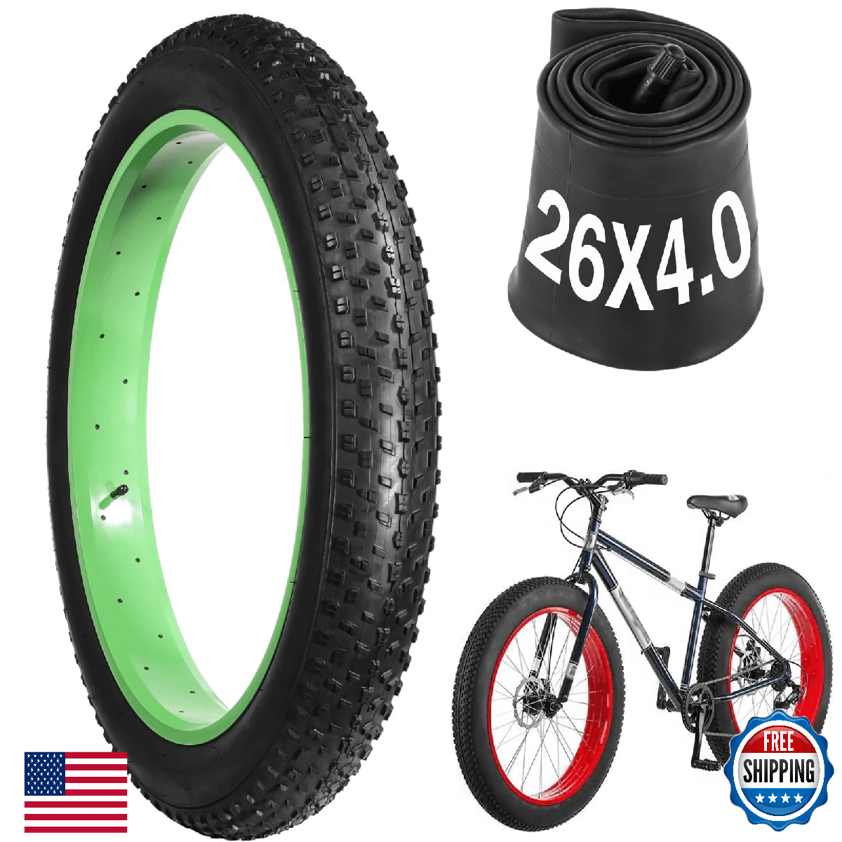 26x4.0 Fat Bike Tires & Tubes Folding Puncture Resistant - Set for Front & Rear - Image 1