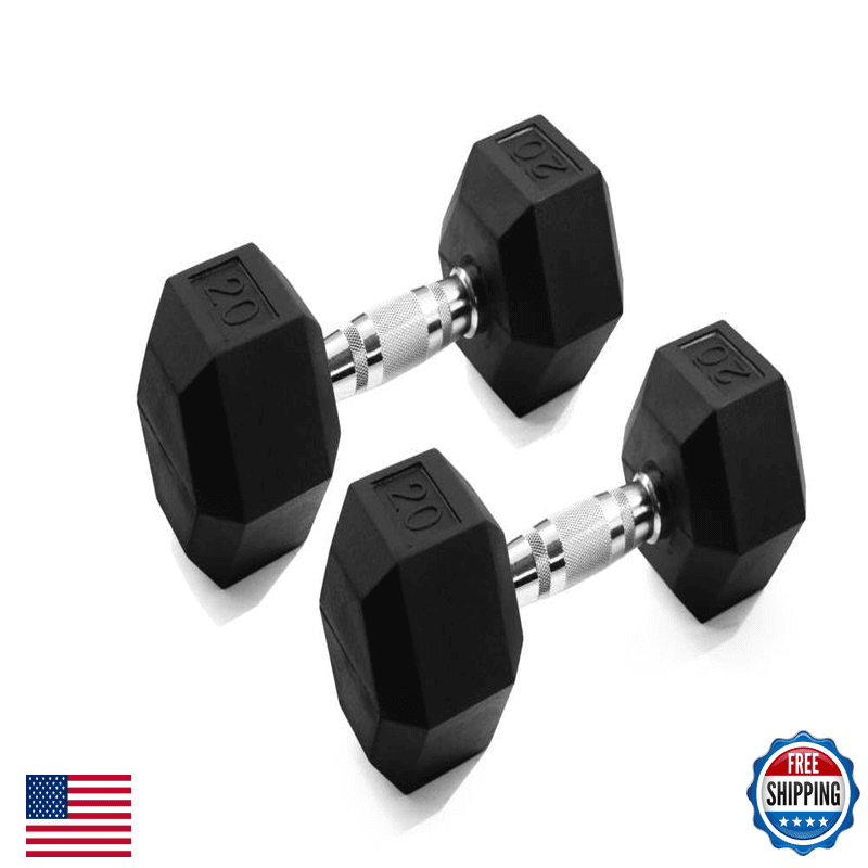 Gymenist Single Hex Rubber Dumbbell Metal Handles Exercise Heavy Workout - Image 1