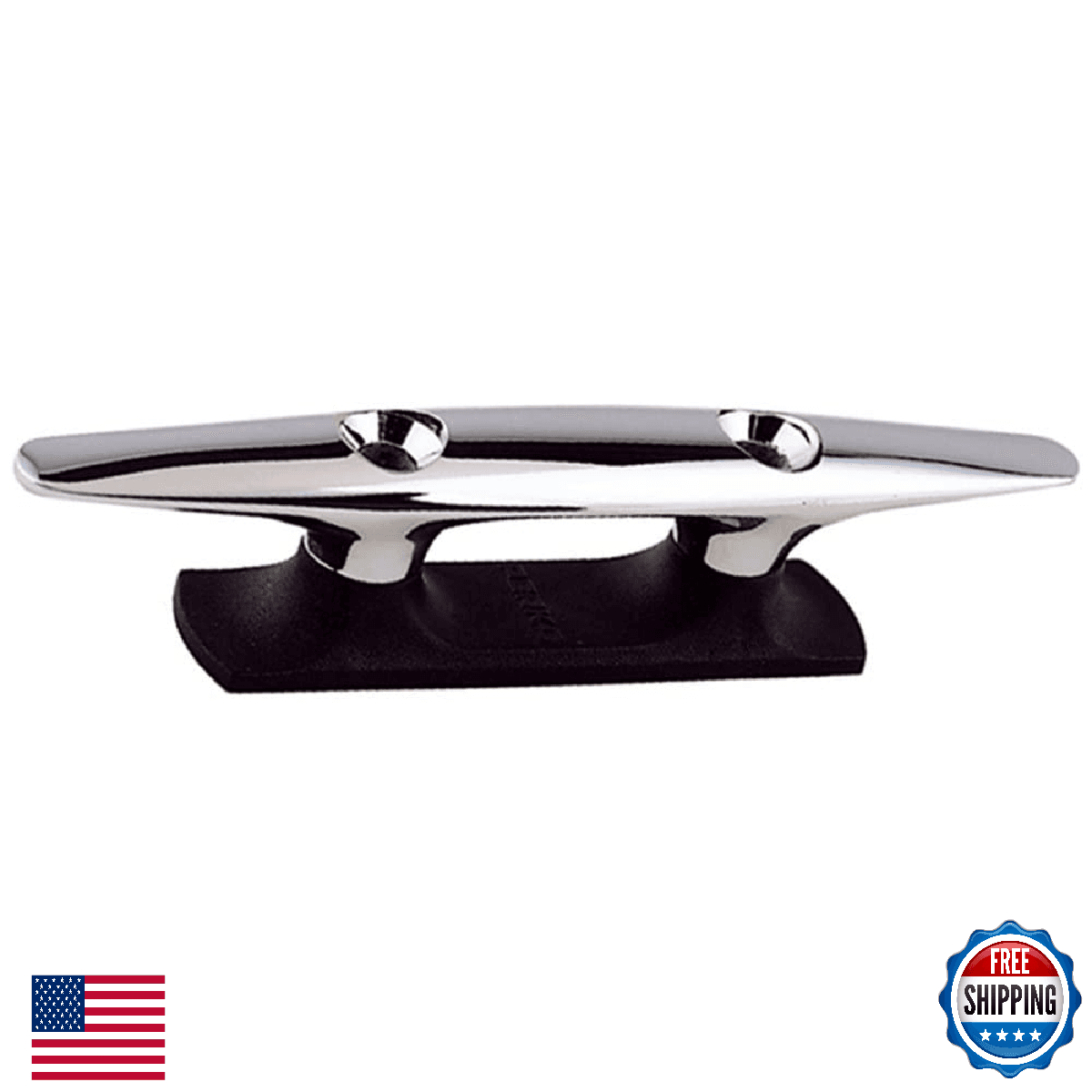 Perko 1326DP2CHR Chrome-Plated Open Base Cleat Black Polymer Base 6.25" - Image 1