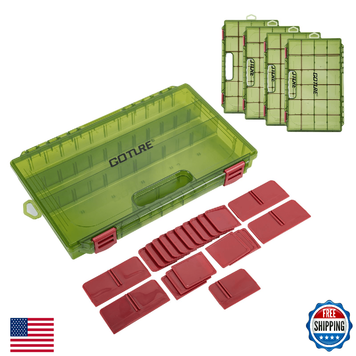 Goture Fishing Tackle Box Organizer - Transparent Fishing Organizer Box w/Measur - Image 1