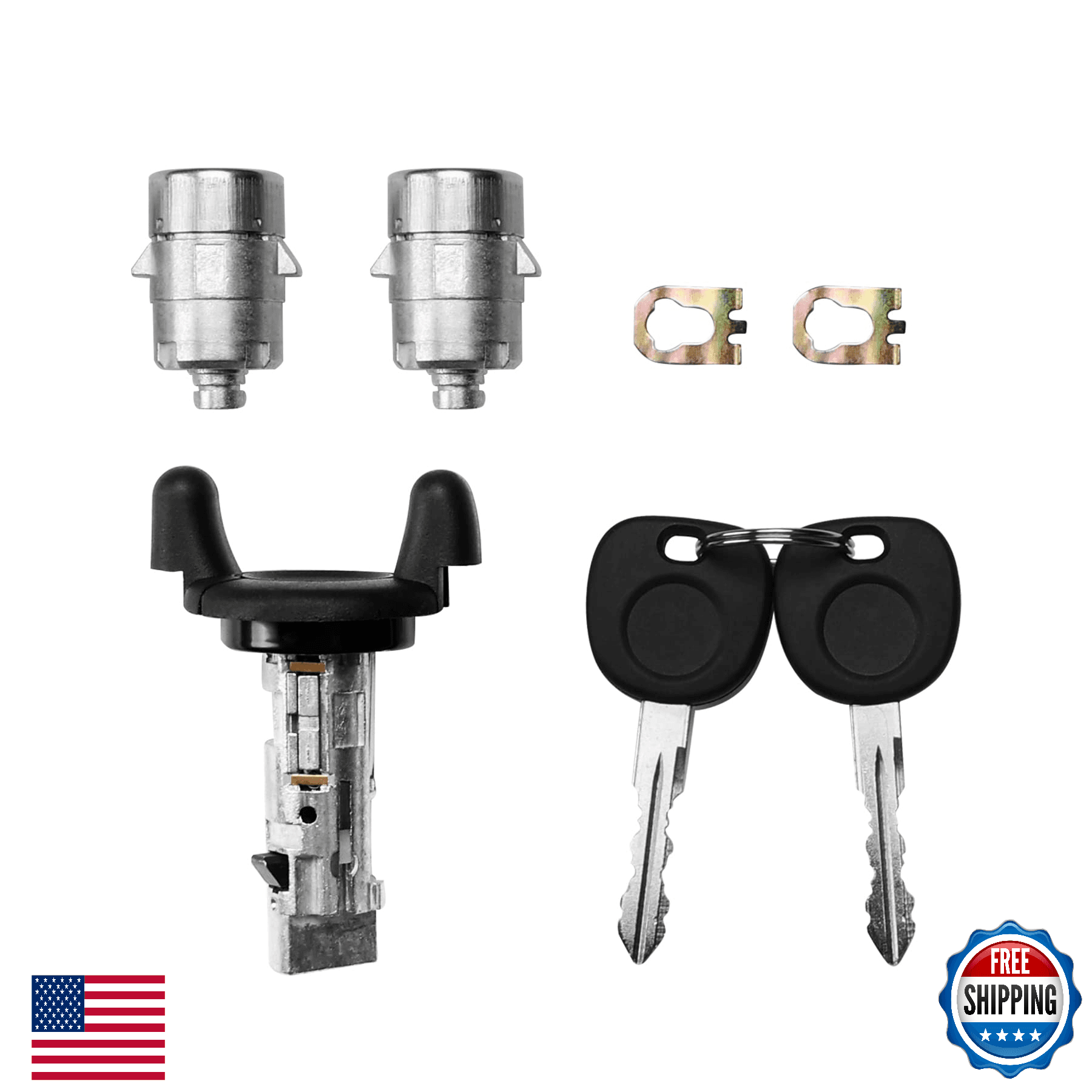 Ignition Switch Lock Cylinder Door Lock Cylinders 2 Keys Chevy GMC 1999-2000 Veh - Image 1