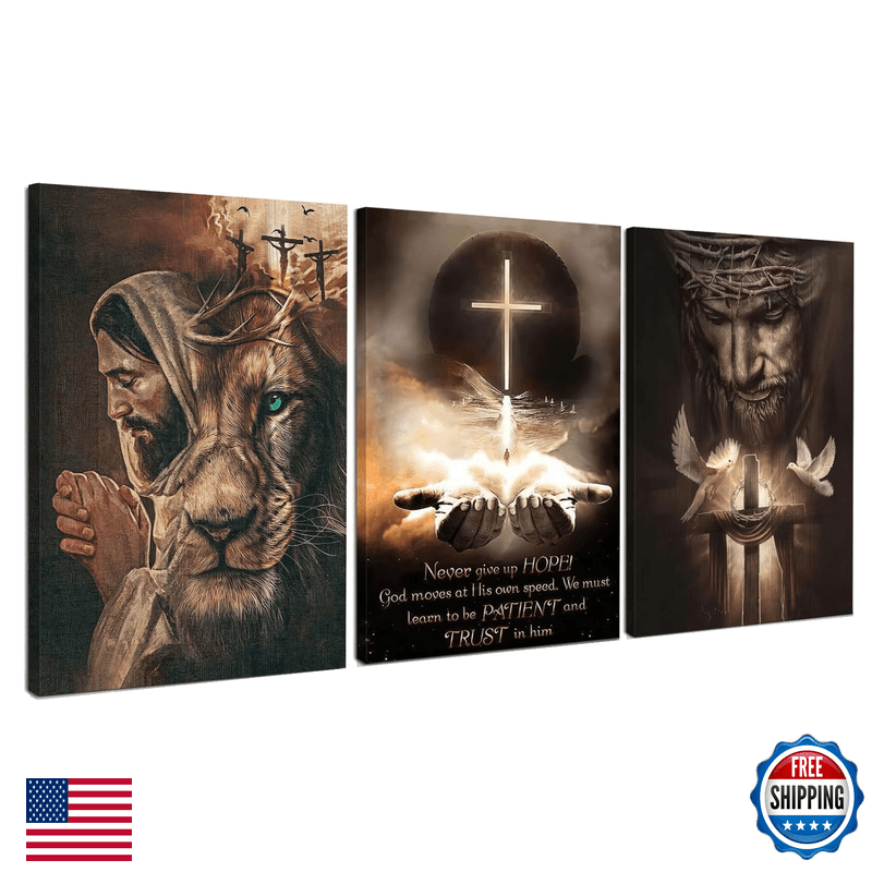 Fantasy Artists 3Pcs Jesus Wall Art Christian Wall Decor For Biblical Room - Image 1