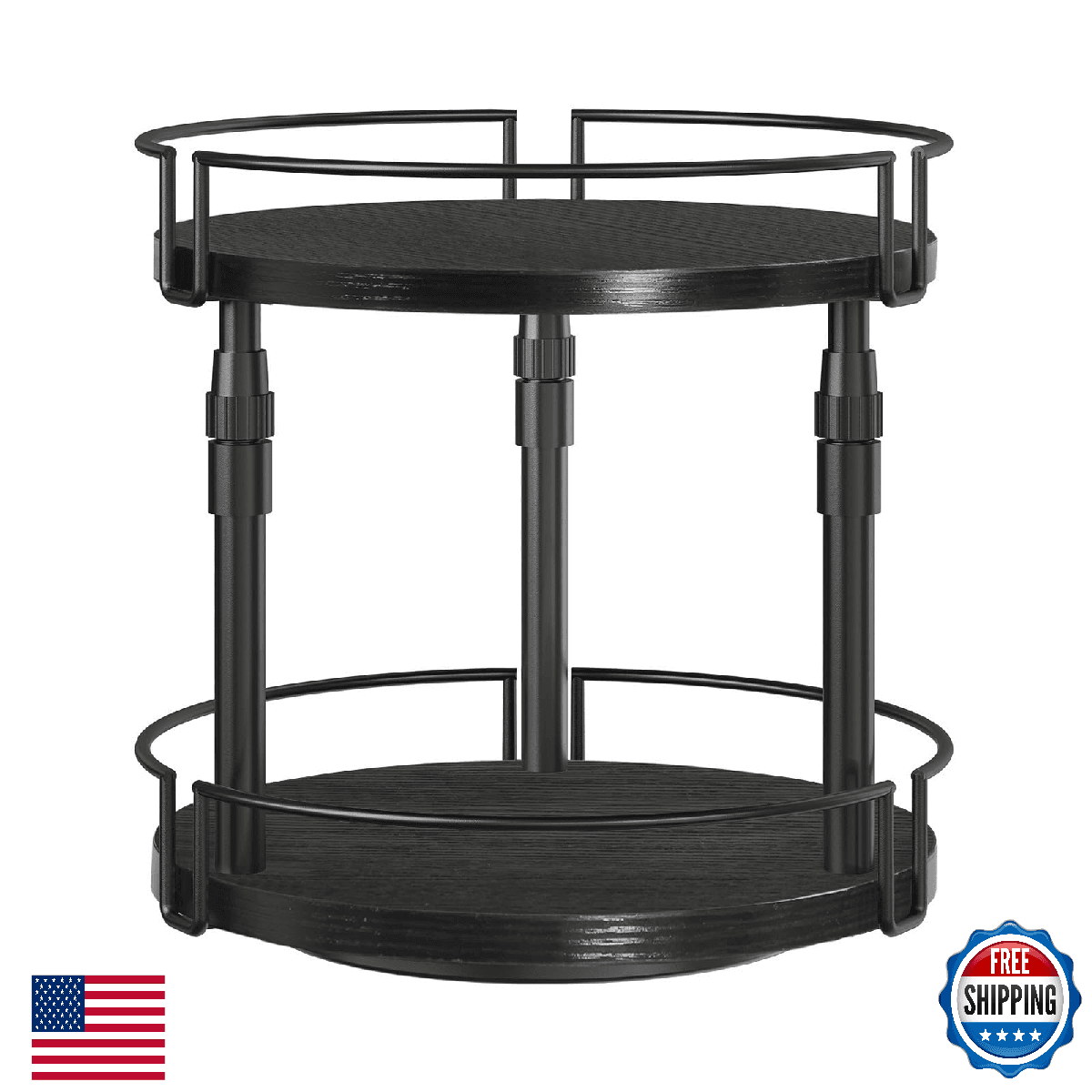 HOOBRO Lazy Susan Organizer Spice Rack, 2-Tier Height Adjustable Rotating Lazy T - Image 1