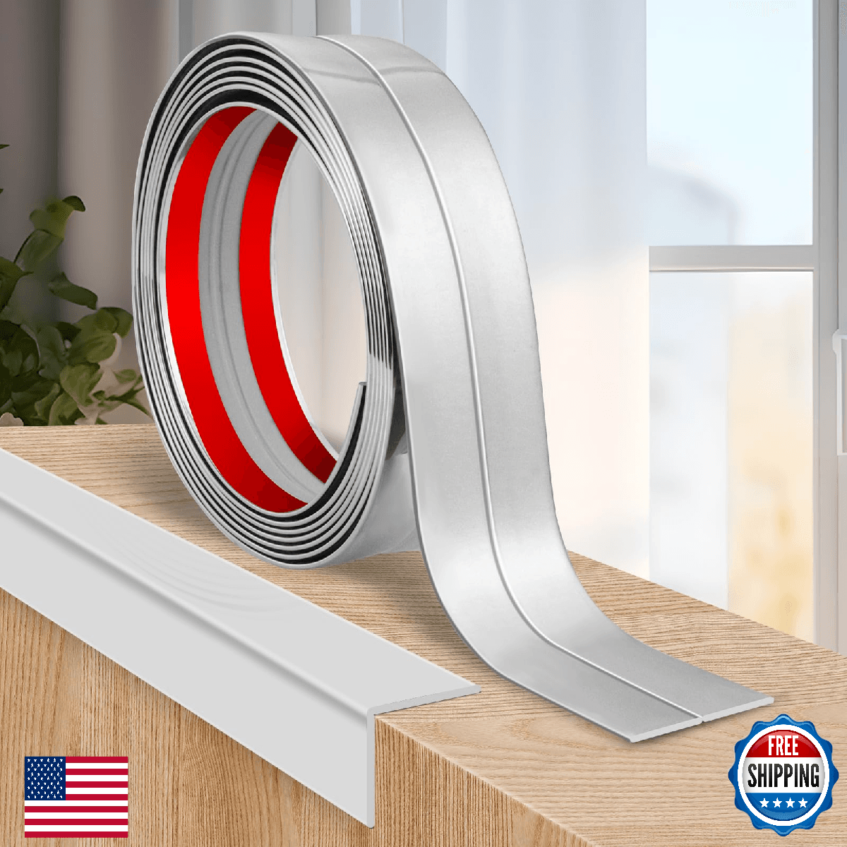 Flexible Peel & Stick Wall Corner Guards Silver 2.4in x 40ft Edge Protector - Image 1