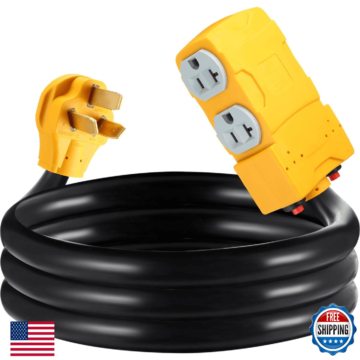 Tellegloww 6 FT 220 to 110 Adapter Compatible with NEMA 10-50P to 4X 5-20R/15R w - Image 1