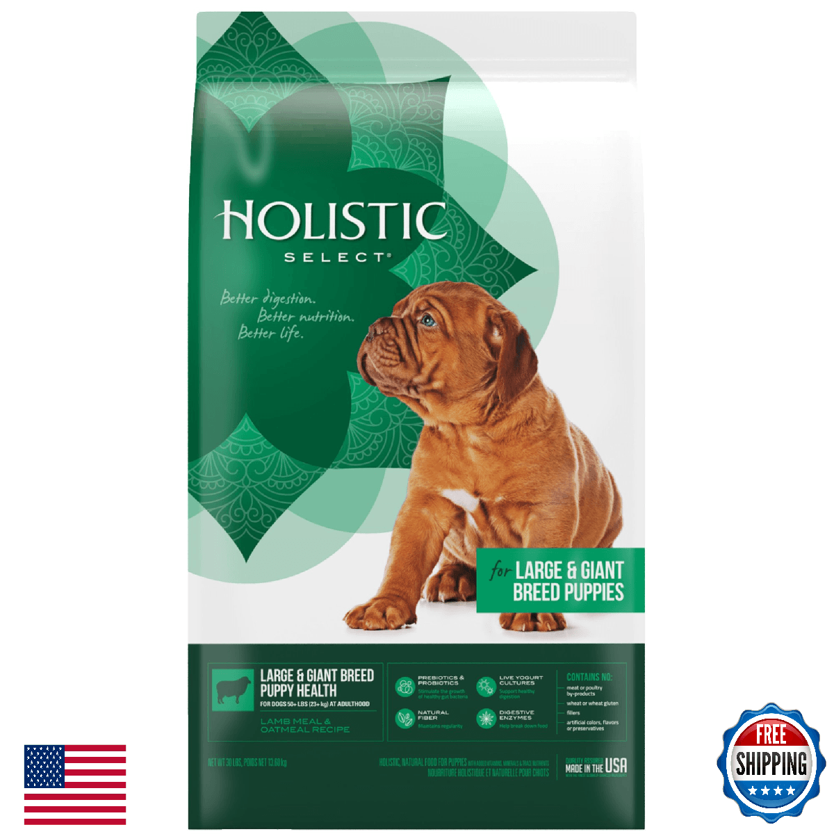 Holistic Select Natural Dry Dog Food, Large & Giant Breed Puppy Recipe, 30-Pound - Image 1