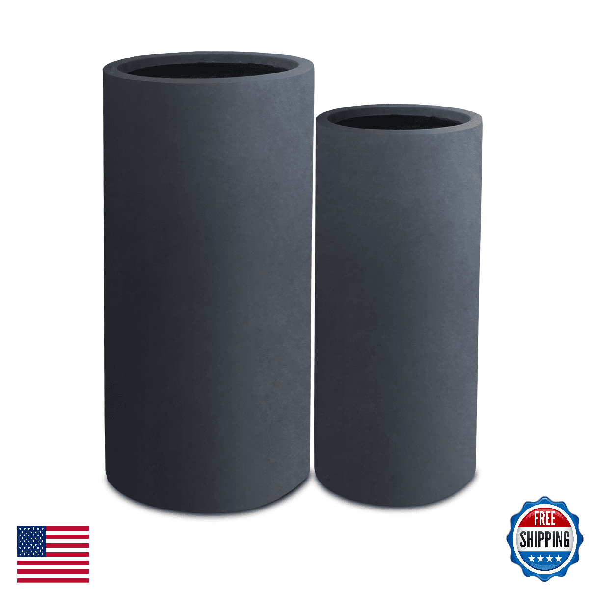 Kante 11"/8" Round Concrete Planters for Indoor/Outdoor w/Drainage - Set of 2 - Image 1
