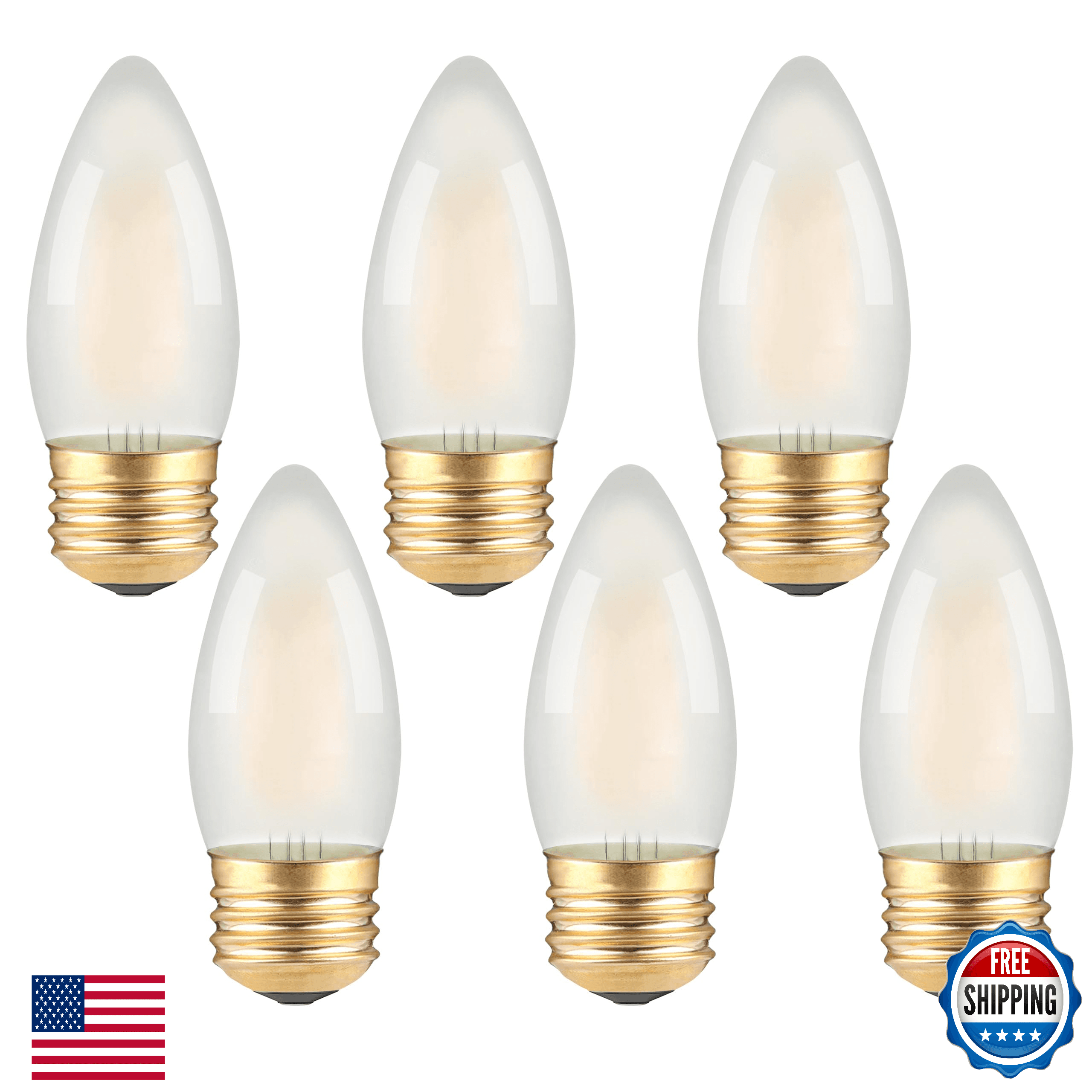 TOKCON E26 LED Candle Bulbs 2W Dimmable - 25W Eq. Chandelier Frosted B11 2700K - Image 1
