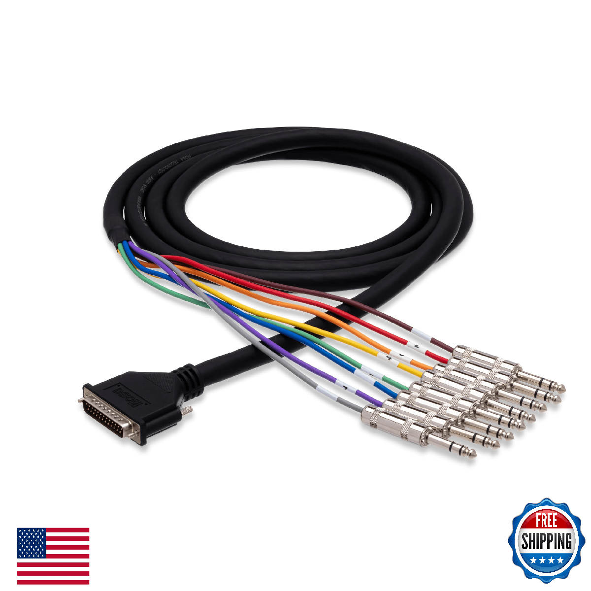 Hosa DTP-802 Balanced Snake, DB25 to 1/4" TRS, 6.6 Feet - Image 1