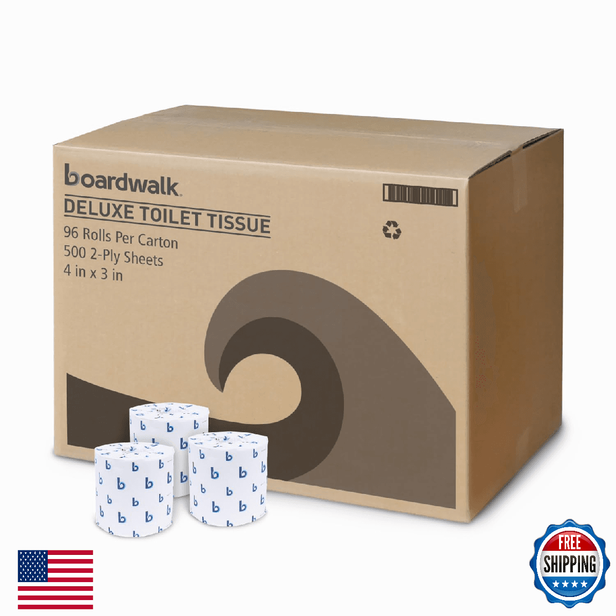 Boardwalk 2-Ply Bathroom Toilet Paper Tissue, Septic Safe, 500 Sheets/Roll, Bulk - Image 1