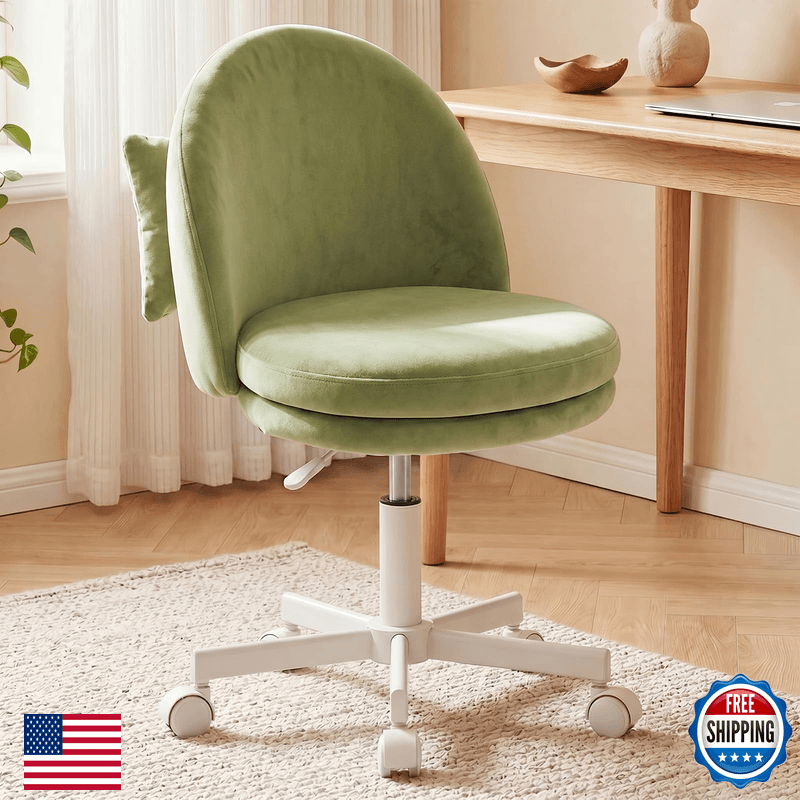Gtplayer Velvet Tall Office Chair Wheels Vanity Chairs Back Versatile Height - Image 1