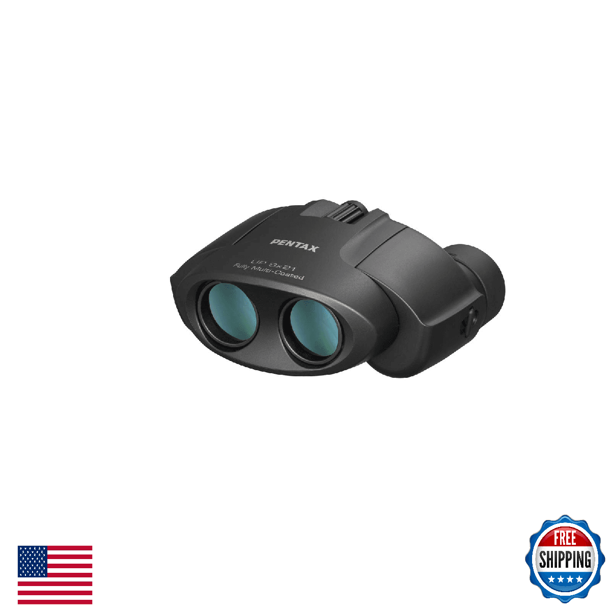 Pentax UP 8x21 Black Binoculars - Compact Porro-Prism, Aspherical Lens - Image 1