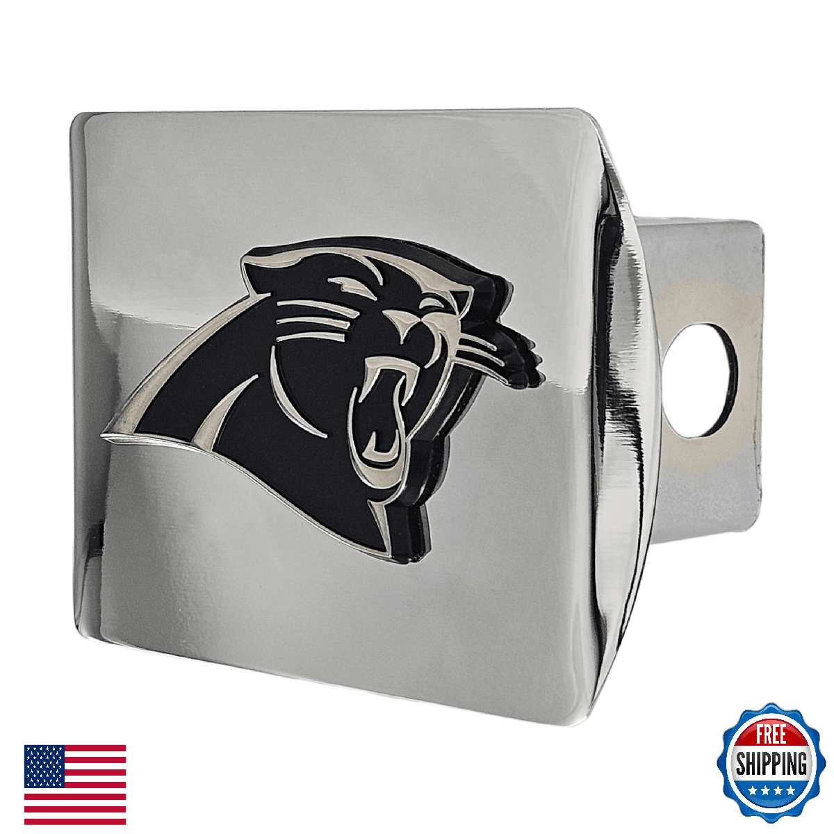 Carolina Panthers Chrome 3D Logo Hitch Cover by FANMATS - 2" Type III - Image 1