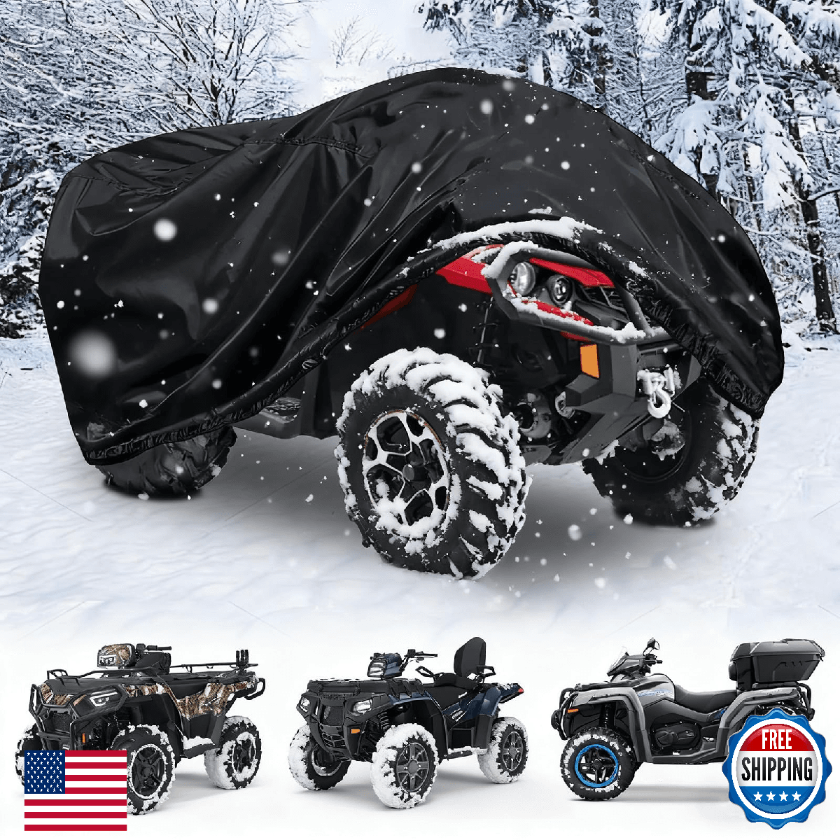 Chikia XL ATV Cover 420D Waterproof for Polaris Can-Am Honda Yamaha Suzuki - Image 1