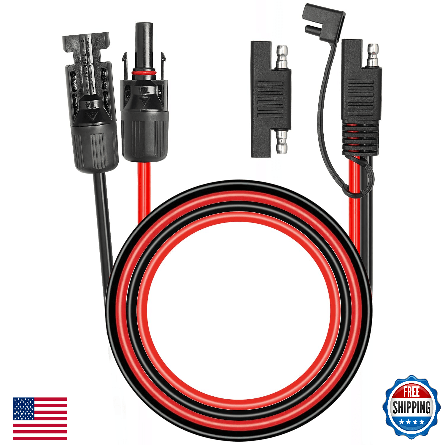 MOOKEERF 15FT 10AWG Solar Panel to SAE Adapter Extension Cable 50A/600V - Image 1