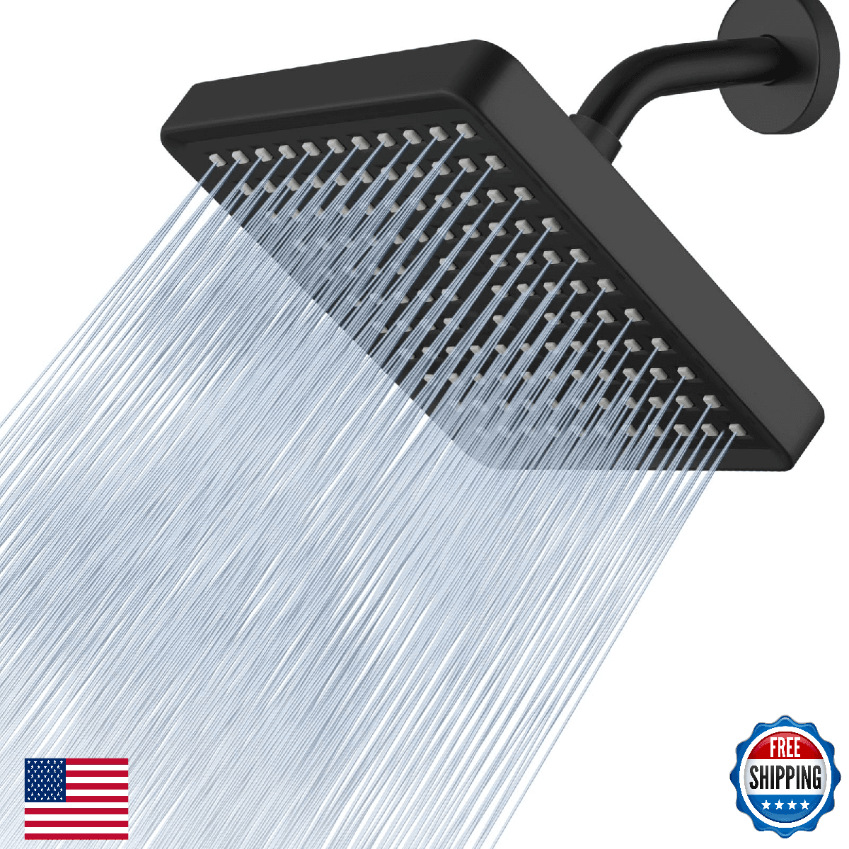 Voolan High Pressure Rain Shower Head Luxury Modern Adjustable Easy Install - Image 1