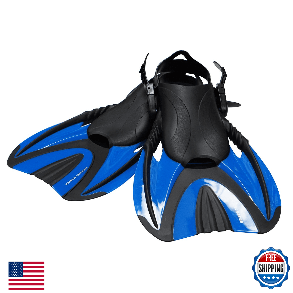 Snorkel Master Swimming Snorkeling Fins, Blue, Medium, Men 7-10 / Women 9-12 - Image 1