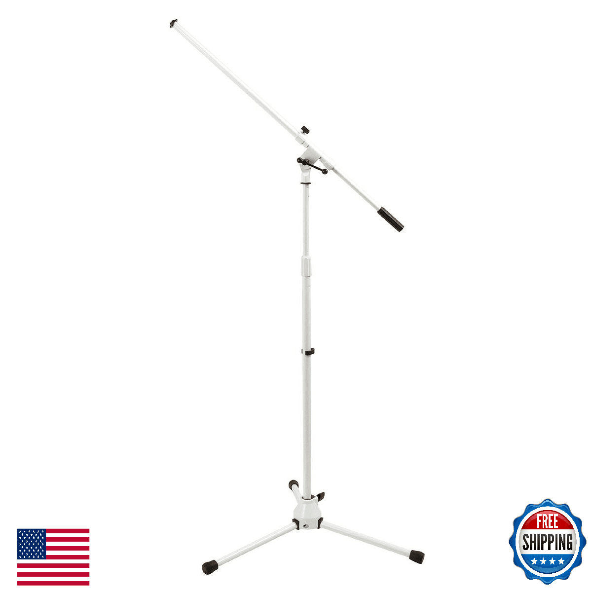 OnStage On-Stage MS7801W Telescoping Microphone Boom Stand, White - Image 1