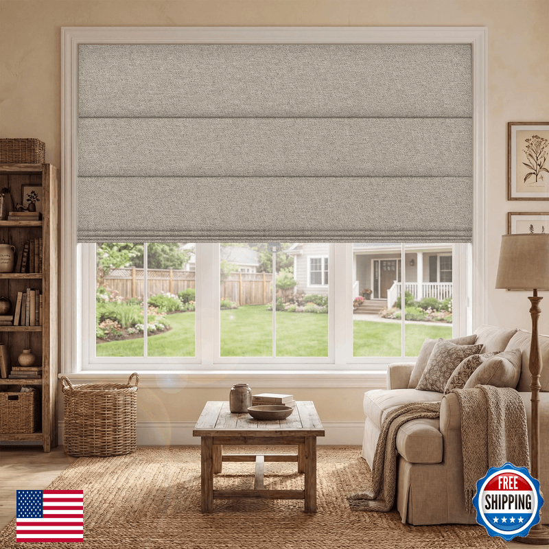 Berissa Blackout Roman Shades For Indoor Windows Cordlesspull Down Linen Fabric - Image 1