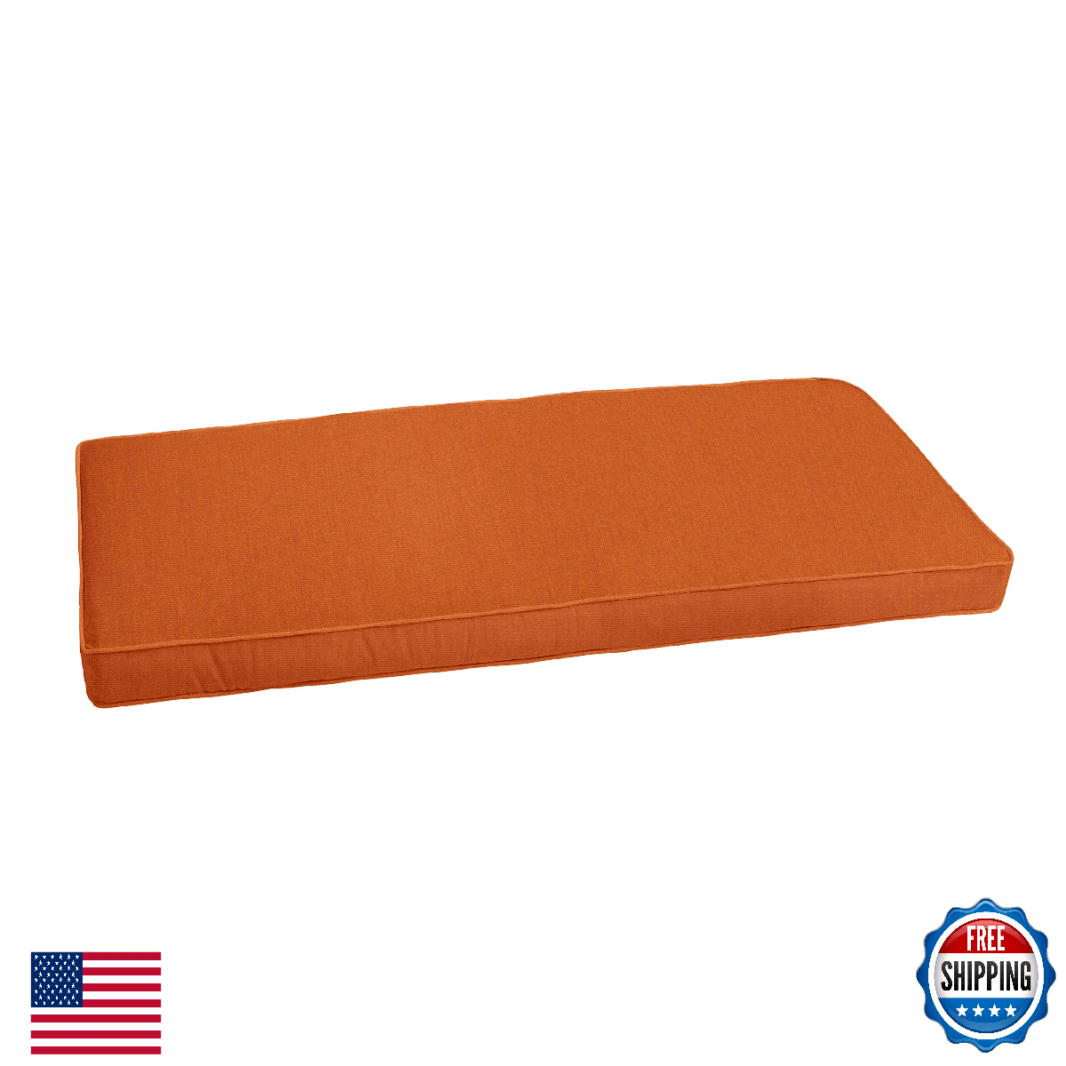 Sorra Home Sunbrella Corded Bench Cushion, Canvas Rust, Single Pack - Image 1