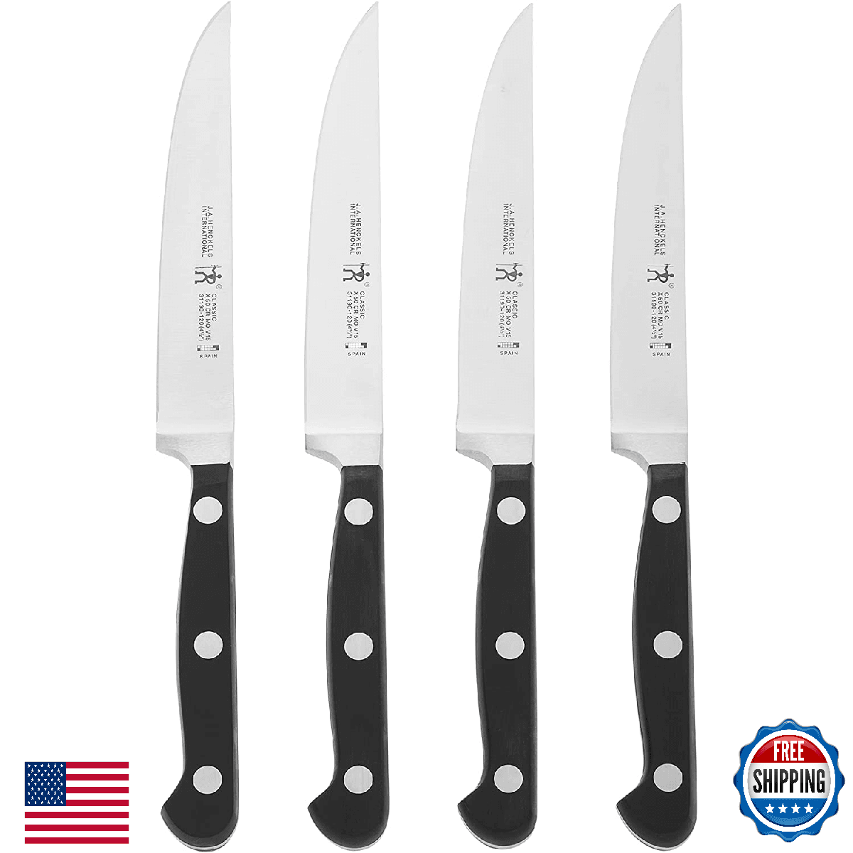 HENCKELS Classic Razor-Sharp Steak Knife Set of 4, German Engineered Informed by - Image 1