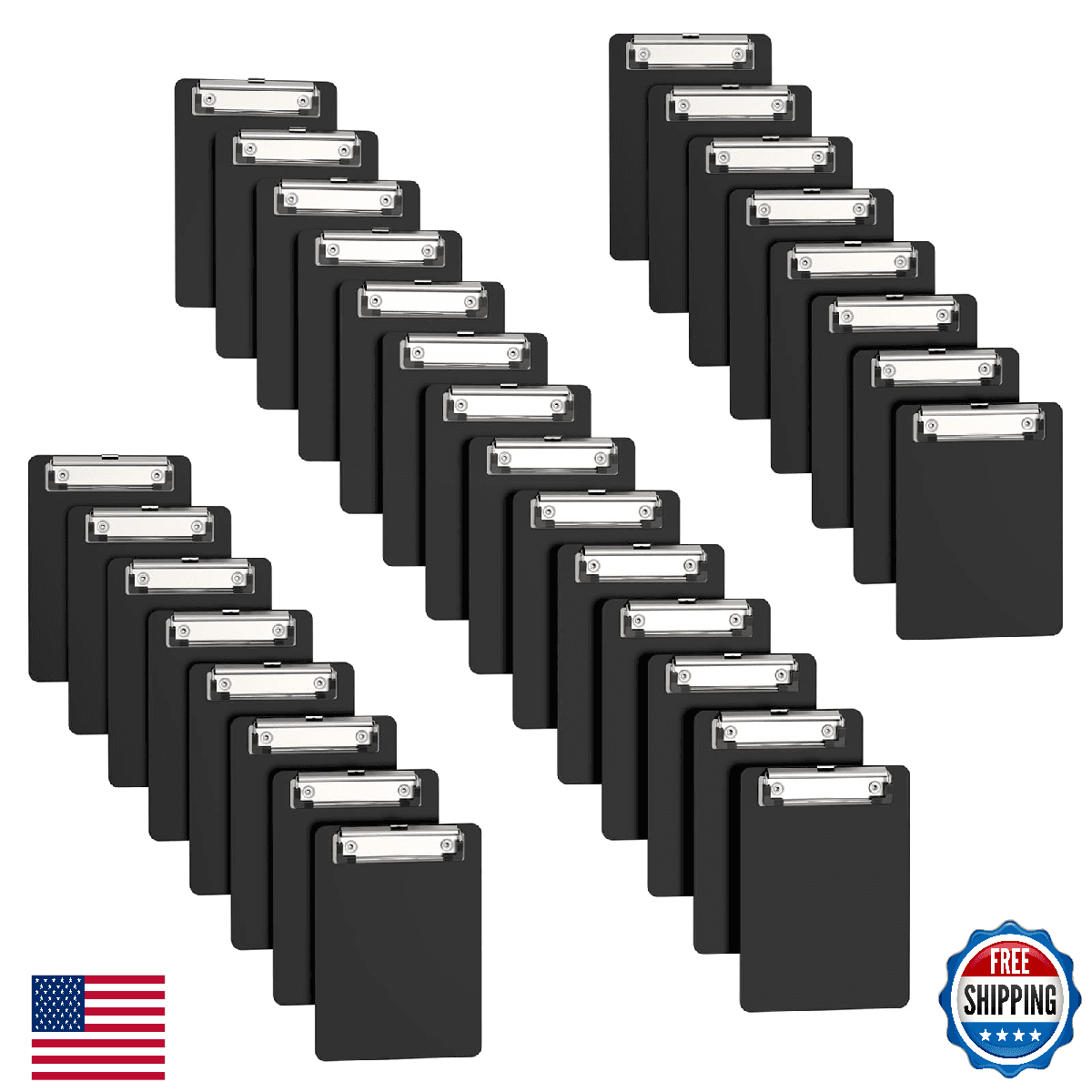 Juvealoe Mini Clipboard 30 Pack, 5 x 7 Plastic Small Black Clip Boards with Low - Image 1