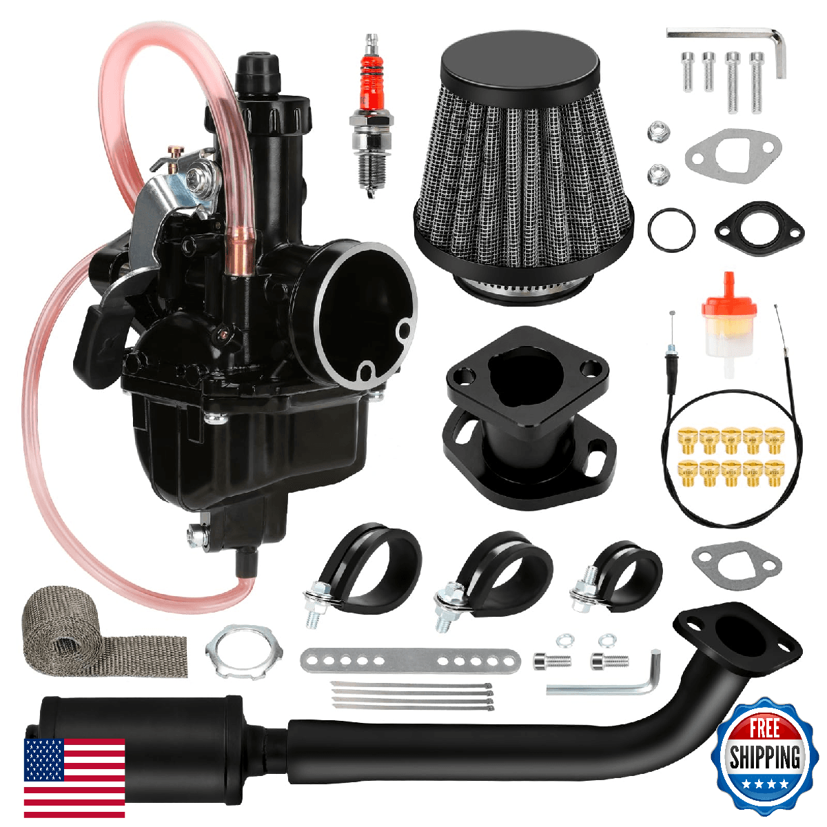 HIAORS VM22 26mm Carburetor Exhaust Kit for Predator 212cc 196cc 224cc - Image 1