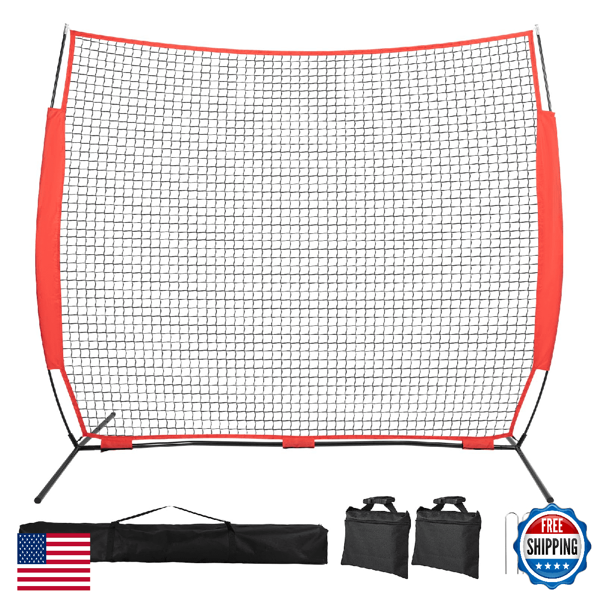 7x7ft /10x16ft /10x20ft Portable Backstop Net with Carry Bag and 4 Ground Nails. - Image 1