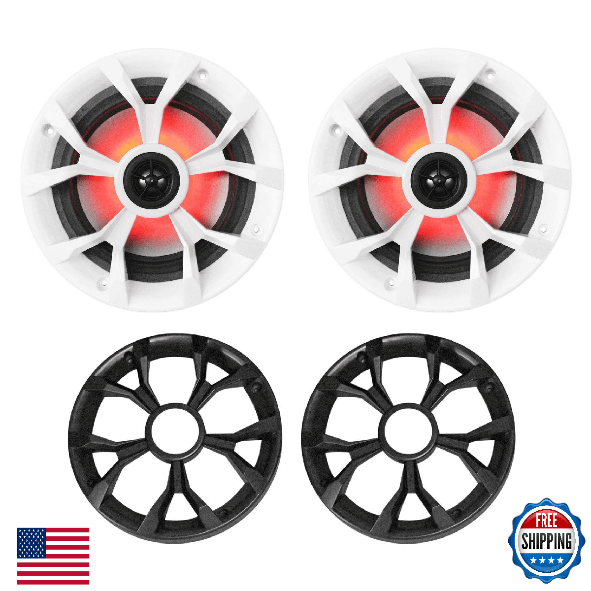 Rockville RKL65MBW (2) 6.5" 700W Marine Speakers, 4 Ohm, LED, CEA Compliant - Image 1