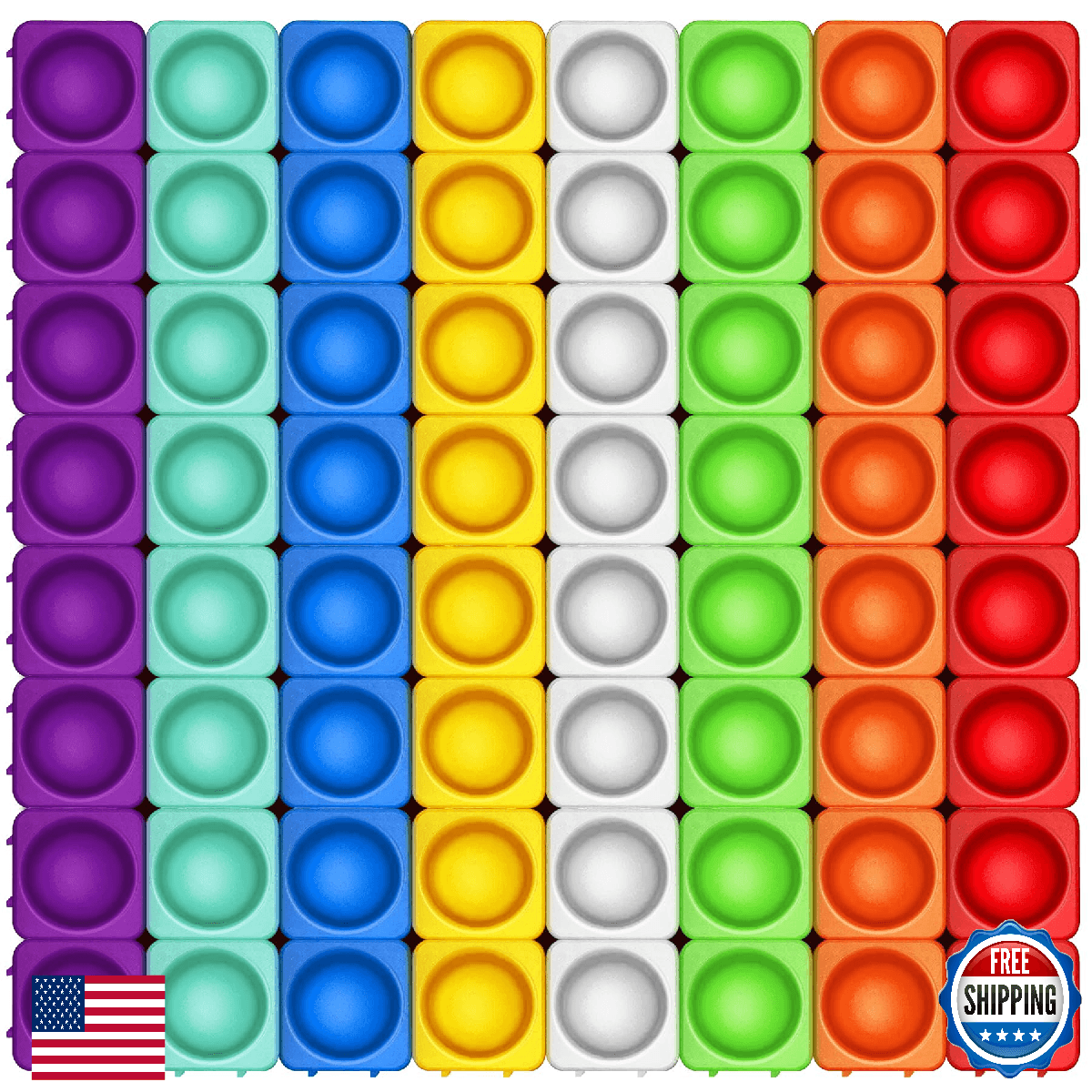 Giant Pop Blocks Fidget Building Toy Silicone Sensory Stress Relief ADHD Autism - Image 1