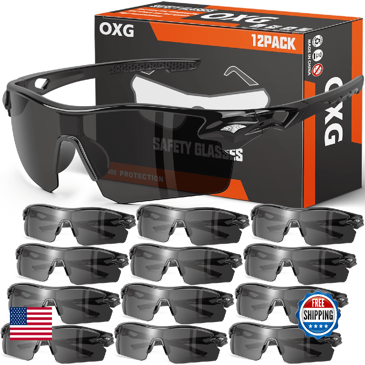 OXG 12 Pack Safety Glasses for Men Women, ANSI Z87.1 Safety Goggles Impact Resis - Image 1
