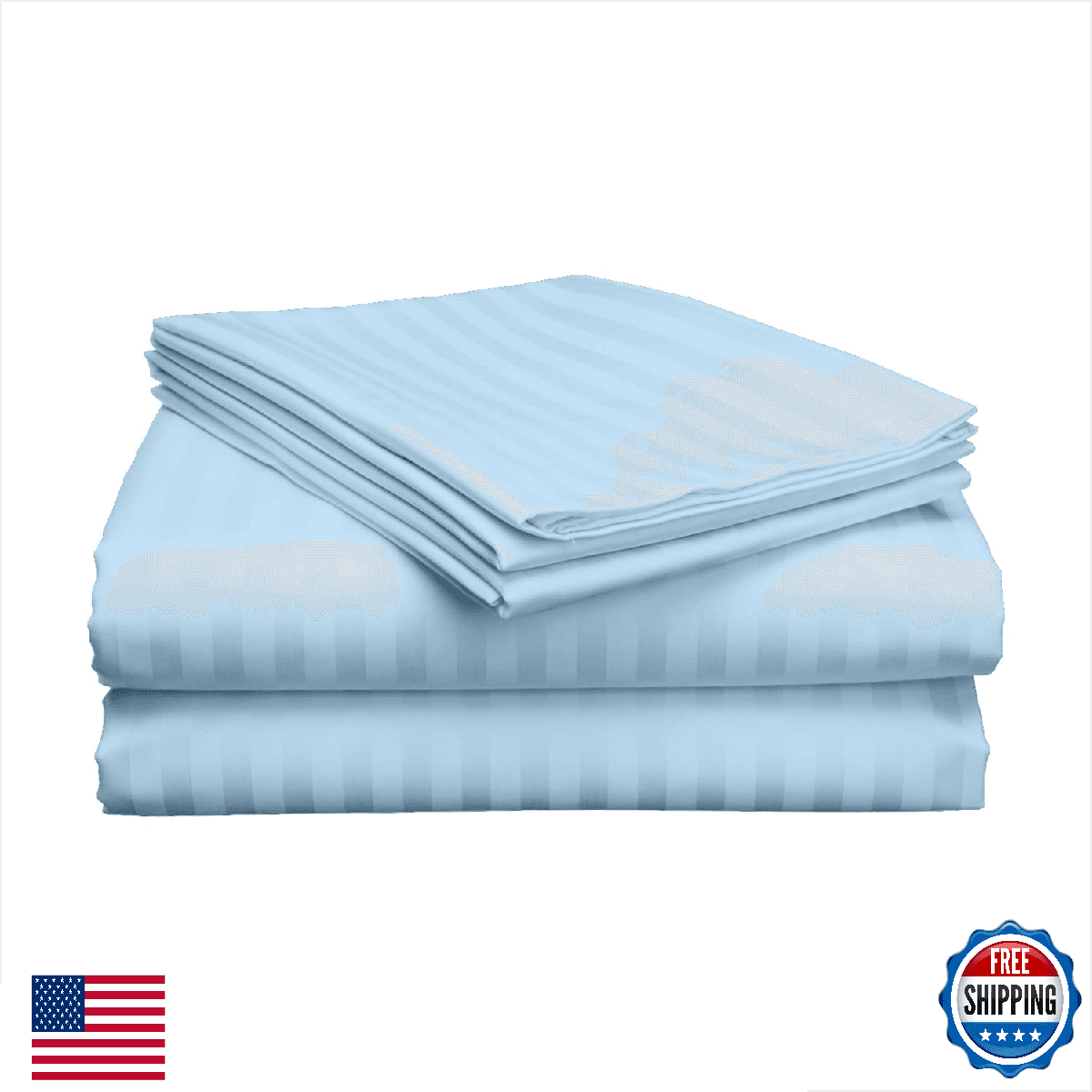 3 PC Hospital Bed Sheet Set, 100% Egyptian Cotton 400TC, Soft, Durable - Image 1