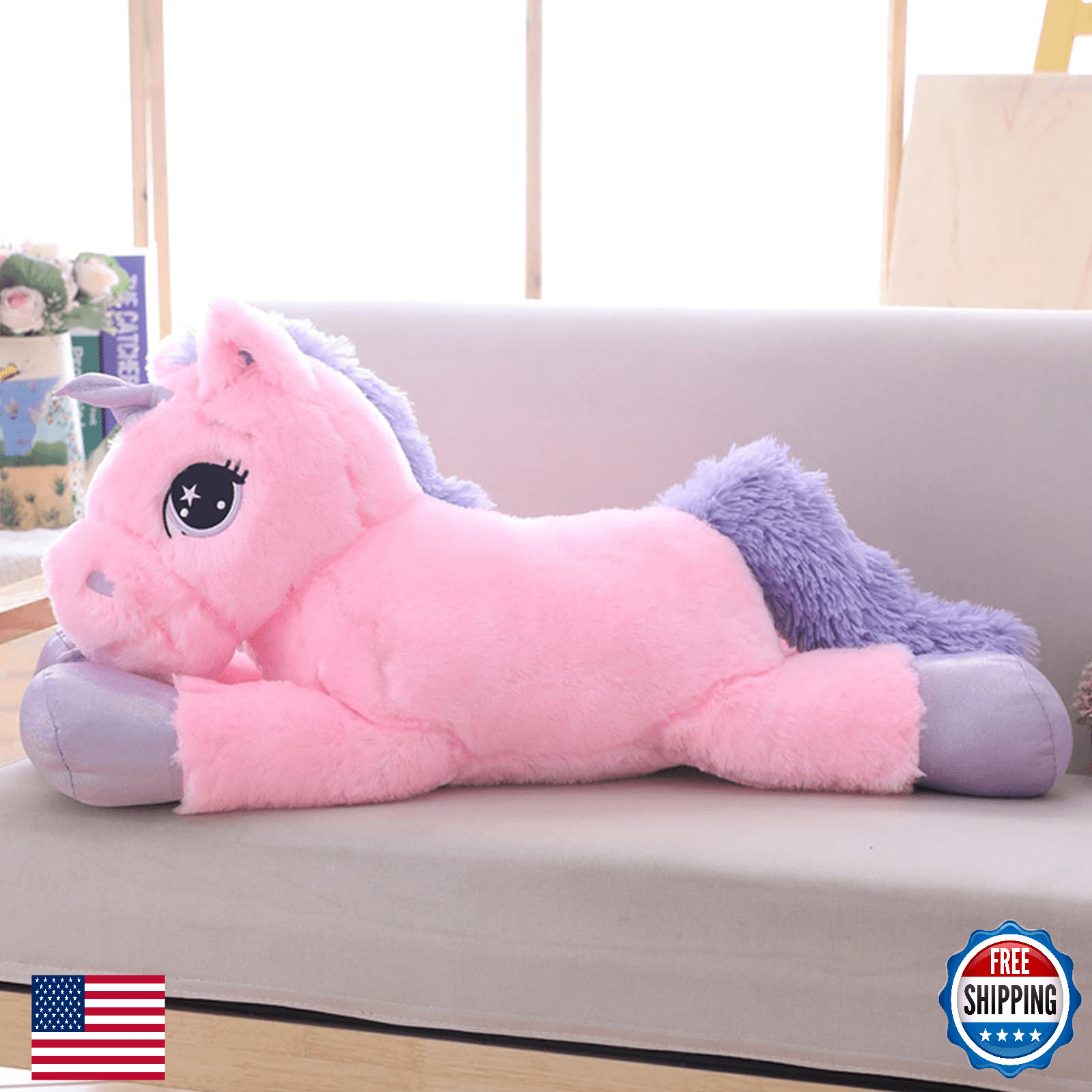 Sofipal Big Unicorn Plush Pillow - Giant Unicorn Stuffed Animal Toy for Birthday - Image 1