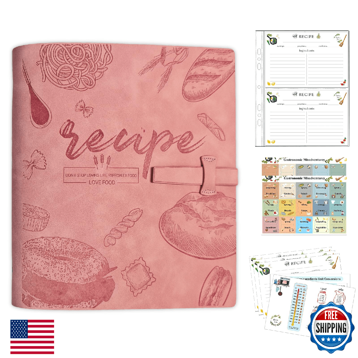 GoShambar Recipe Binder, Recipe Book Binder with Plastic Sleeves, Blank Recipe C - Image 1