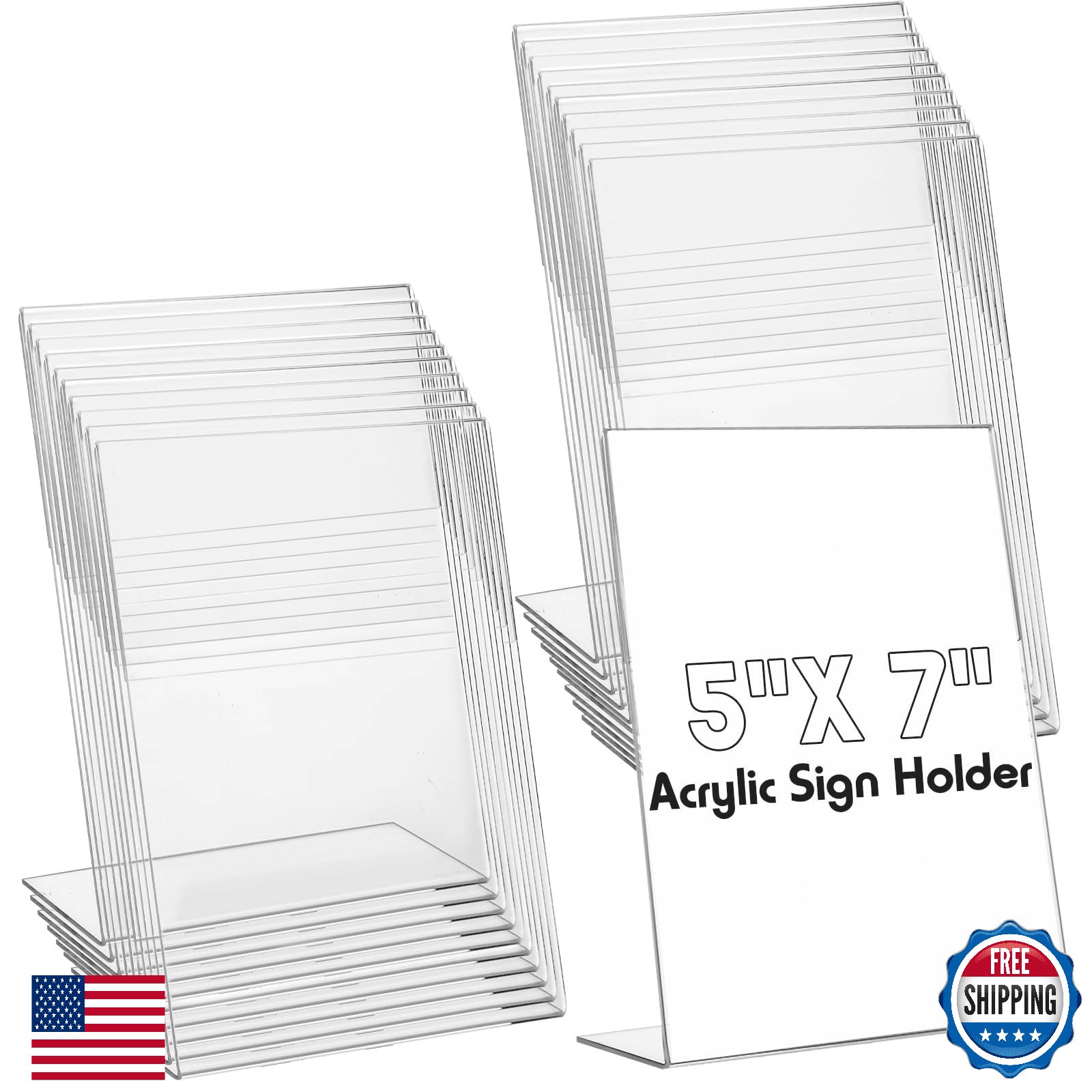 Vicenpal 40 Pcs 5x7 Inch Acrylic Sign Holder Picture Frame L-Shape Clear - Image 1