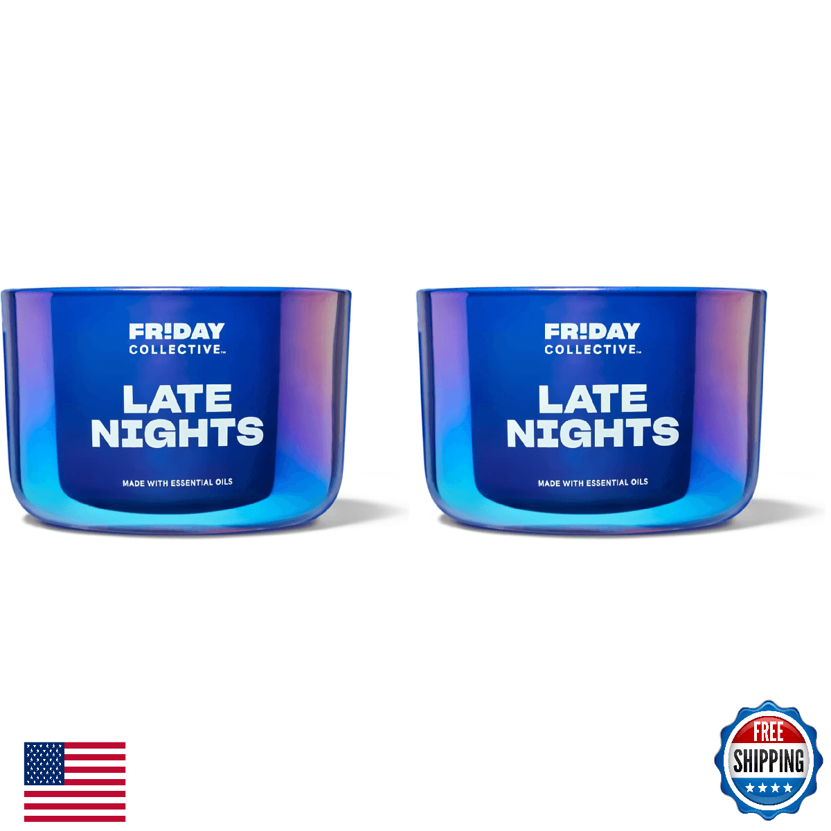 Friday Collective Late Nights Candle Floral Scented Essential Oils 3 Wicks 13.5o - Image 1