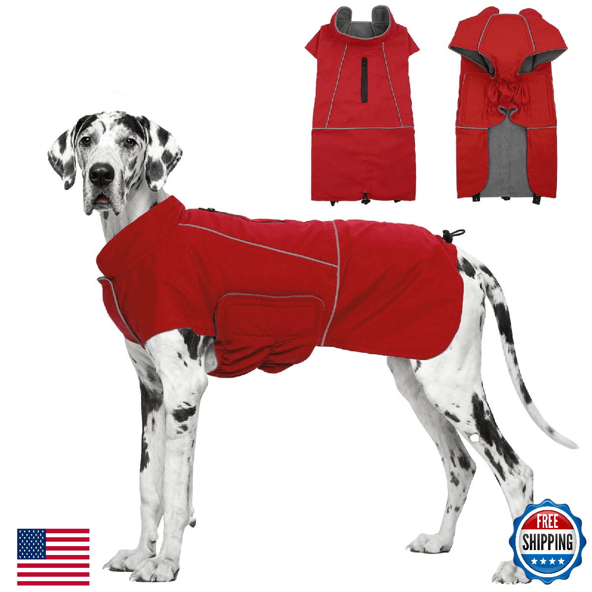 ROZKITCH Great Dane Dog Rain Jacket - Waterproof, Windproof, Fleece Lined Coat - Image 1
