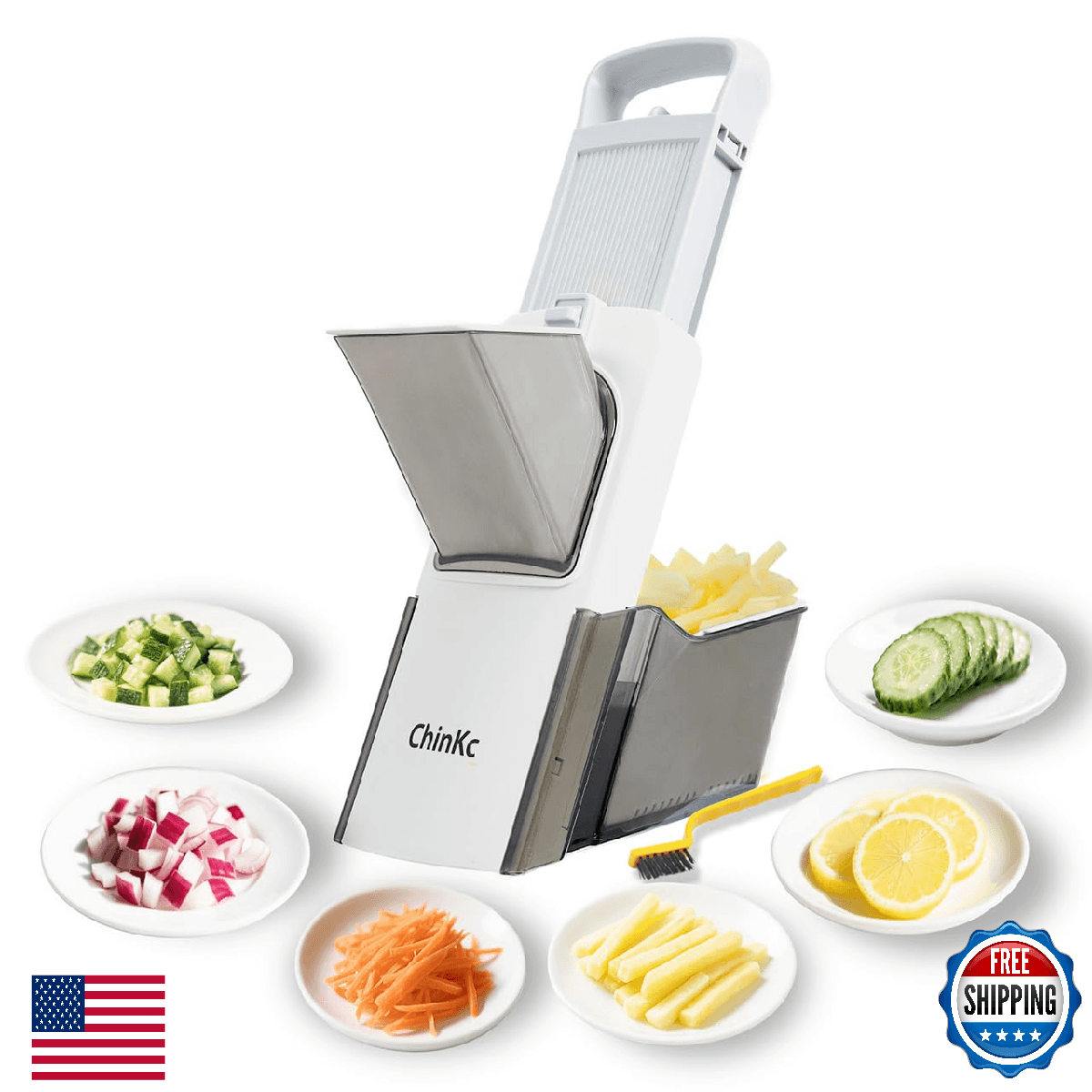 ChinKc Upgrade Safe Mandoline Slicer for Kitchen,Adjustable Vegetable Food Chopp - Image 1