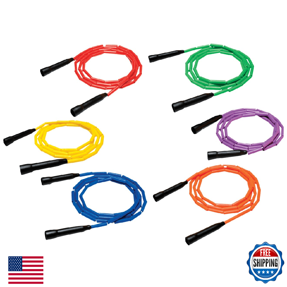 Sportime Gradestuff 7ft Link Jump Ropes Assorted Colors Set of 6 - Image 1