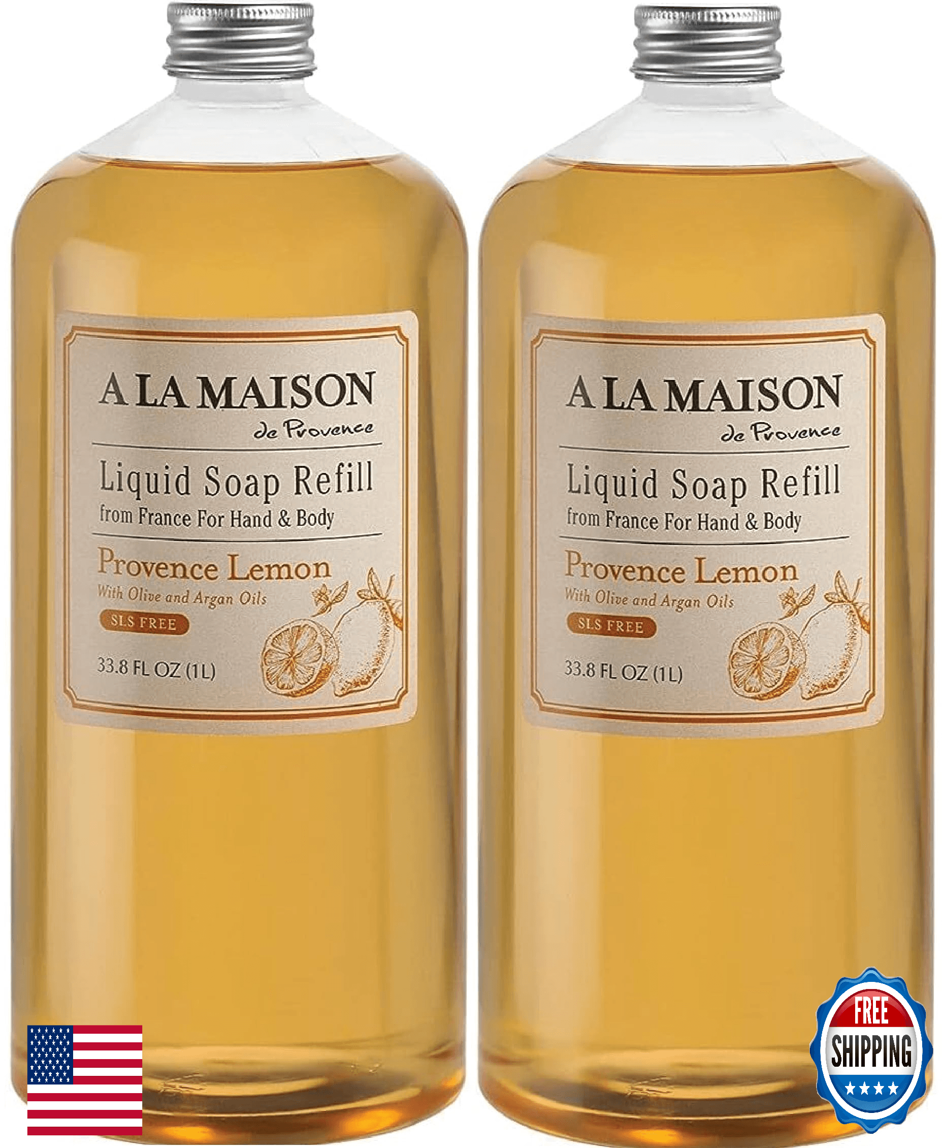 A LA MAISON French Liquid Hand Soap Refill Provence Lemon 33.8oz 2-Pack - Image 1