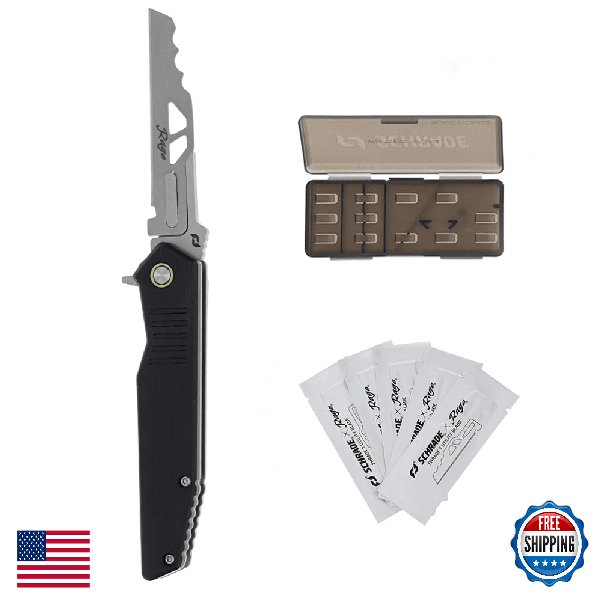 Schrade Nitro Enrage 7 Folding Knife Replaceable Blades G10 Handle Frame Lock - Image 1