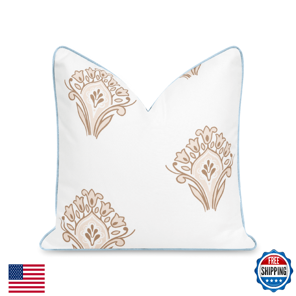 Hofdeco Coastal Indoor Outdoor Throw Pillow Cover 20x20 Weather Resistant - Image 1