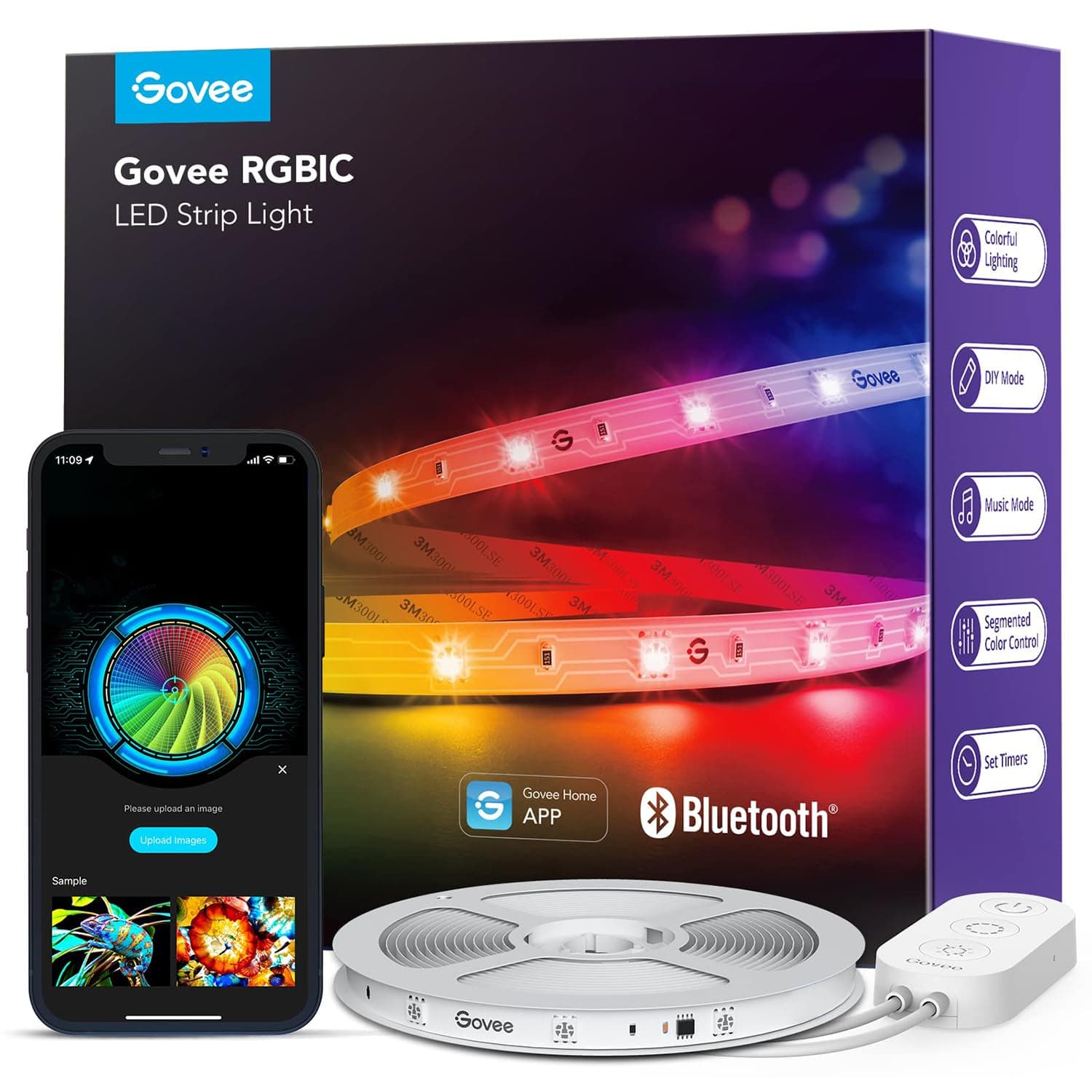 Govee RGBIC LED Strip Lights Smart WiFi Bluetooth Bedroom Music Sync - Image 1
