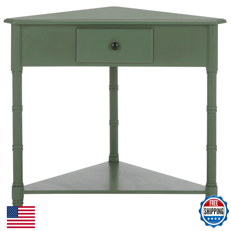 Safavieh Home Collection Gomez Dusty Green Corner Table 1-Drawer Space-Saving - Image 1