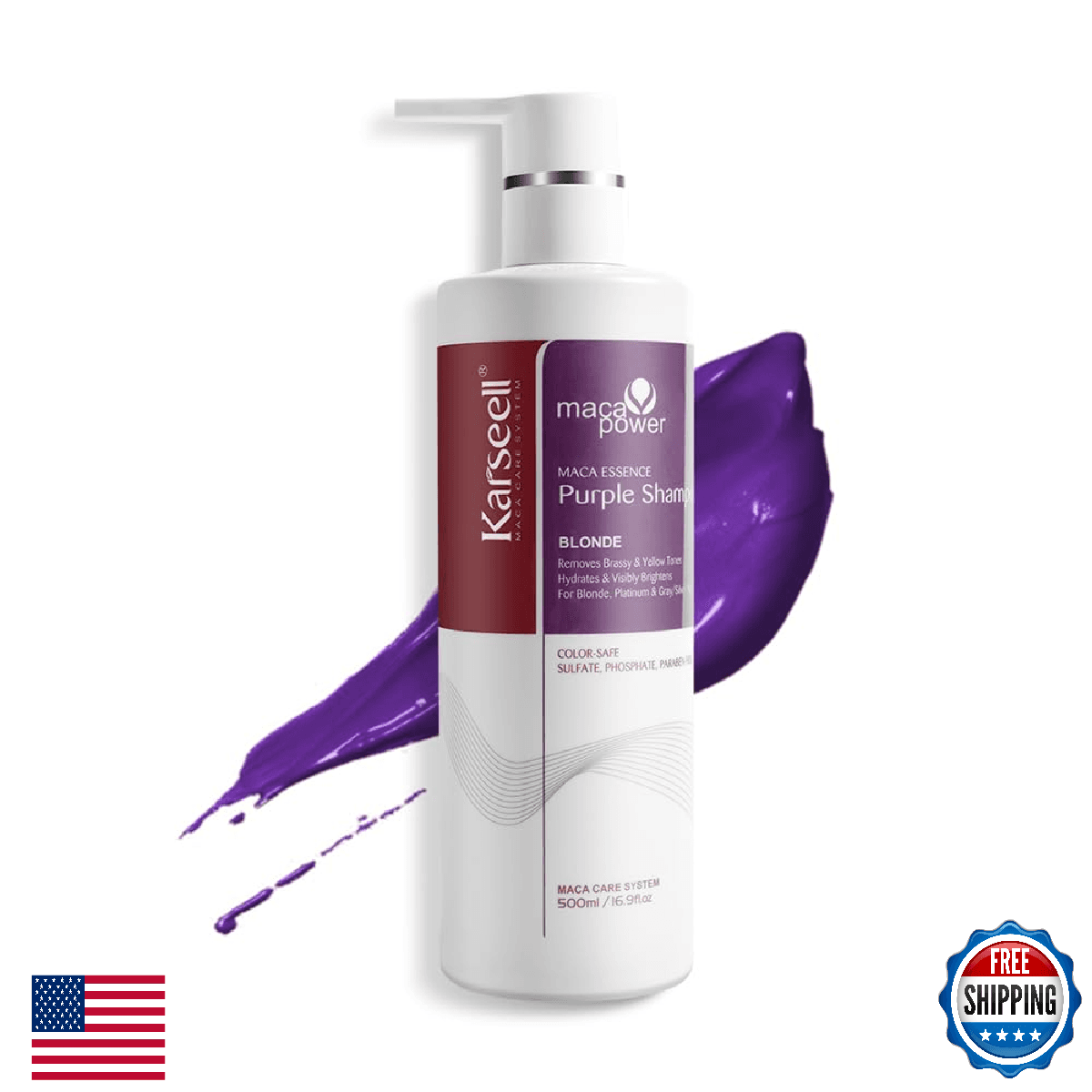 Karseell Purple Shampoo for Blonde Silver Gray Highlighted Hair Professional Neu - Image 1