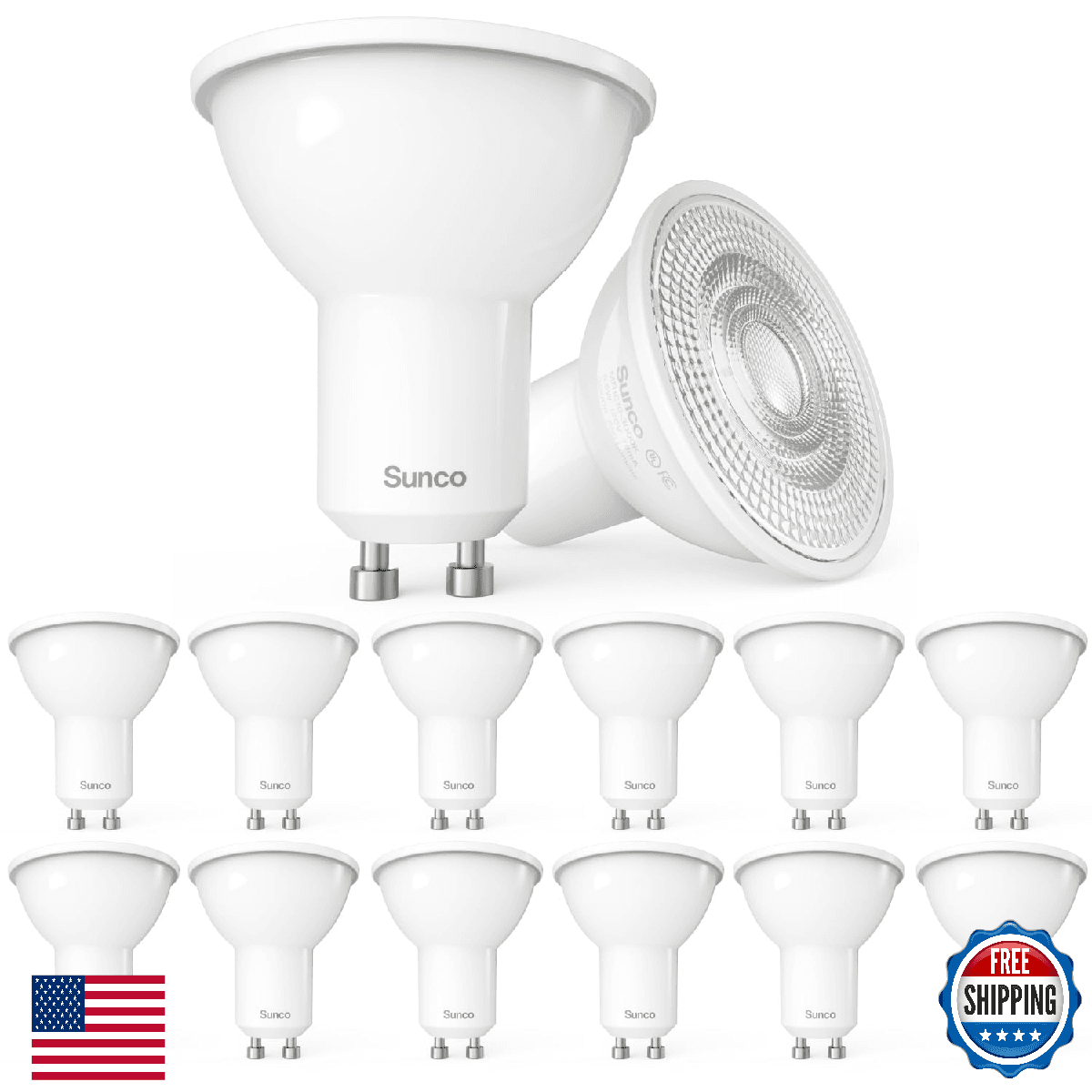 Sunco 12 Pack MR16 LED Bulb, GU10 Dimmable Track Light Bulbs, 5.5W=50W, 3000K Wa - Image 1