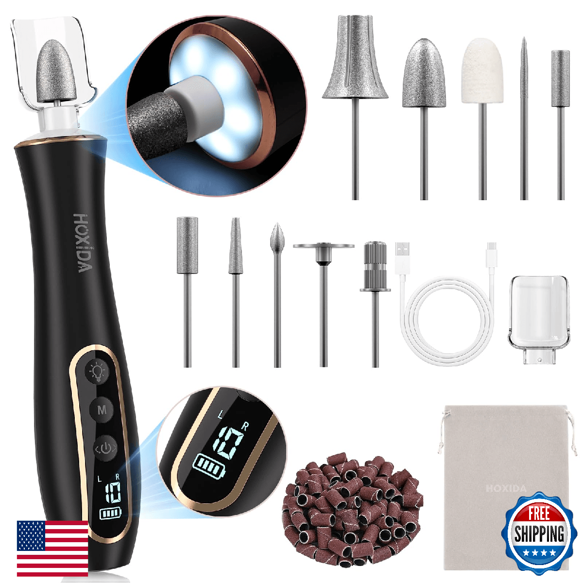 Electric Nail Drill, Professional Manicure Pedicure Kit, Cordless Electric Nail - Image 1